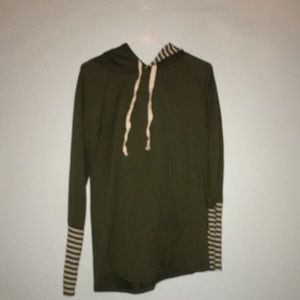 Flamingo Urban dark green and cream striped hoodie